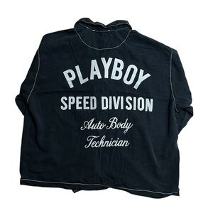 Playboy Men’s Shirt Sz XL Auto Body Mechanic Theme Pac Sun Lyocell EUC